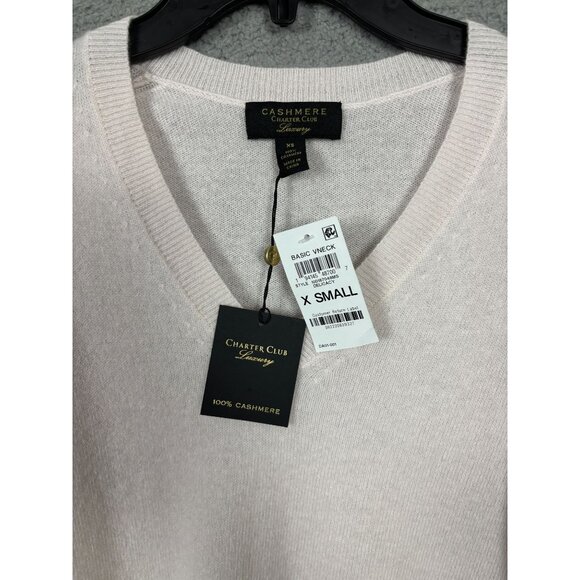 Charter Club 100% Cashmere Women's V-Neck Long-Sleeve Sweater Delicacy XS NWT's - Picture 6 of 8
